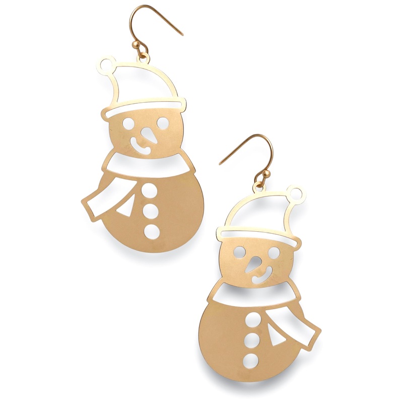 DOORBUSTER – Snowy Man Earrings – Matte Gold