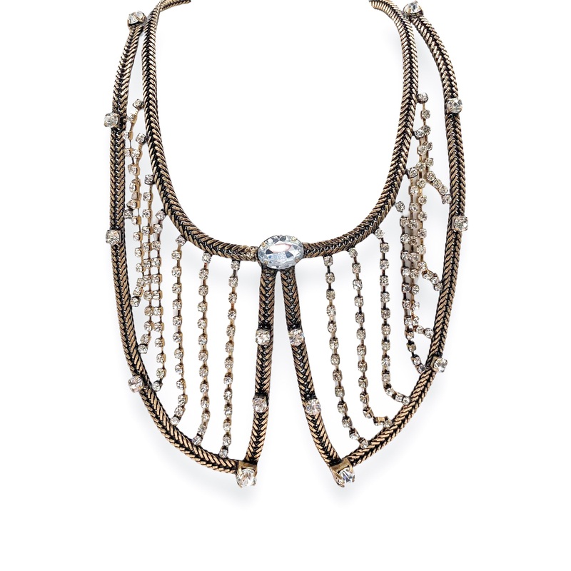Major Moment Necklace|Clear/Patina Gold