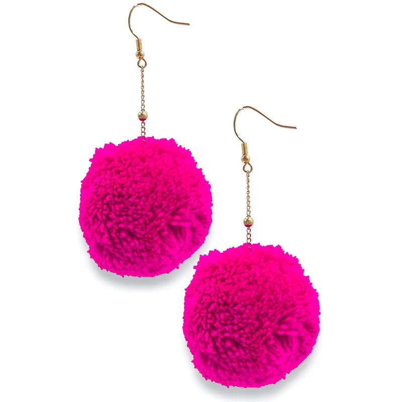 Shake Your Pom Pom Earrings|Fuchsia