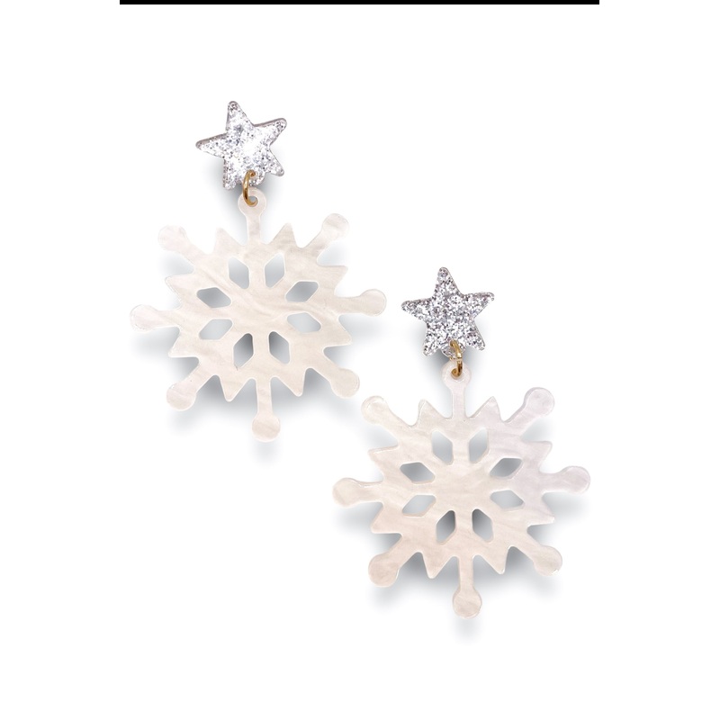 Snowy Night Earrings|White