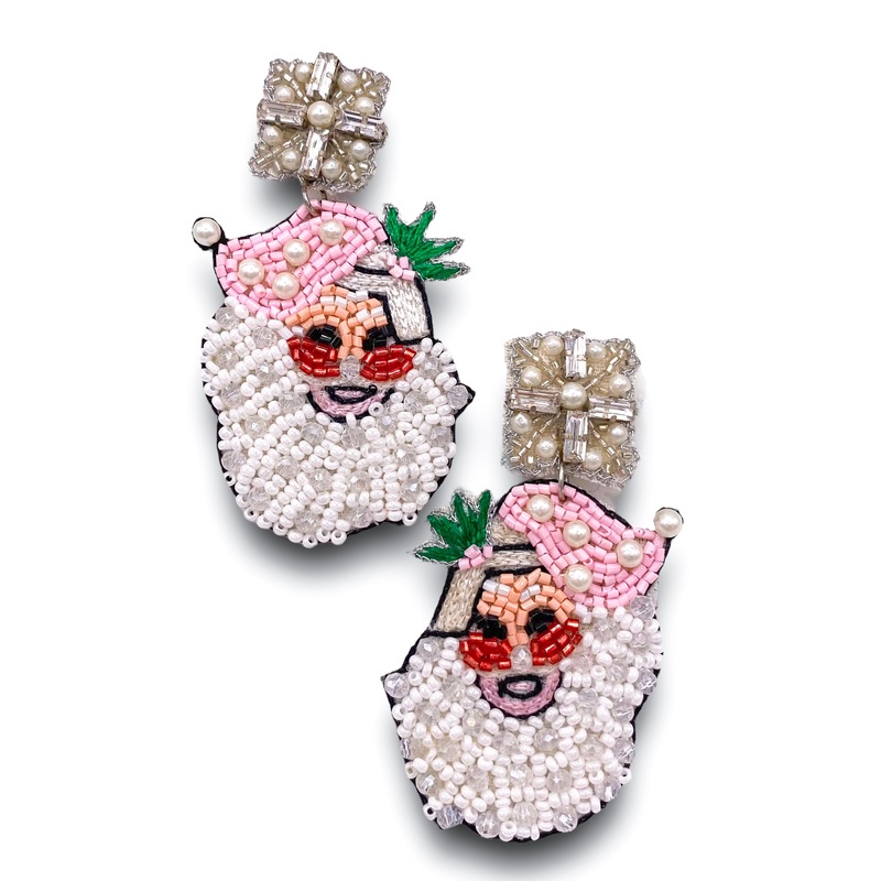 So Vintage Santa Earrings – Pink | Treasure Jewels – FINAL SALE