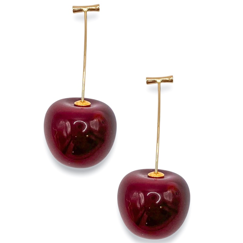 Cherry On Top Earrings|Red/GD