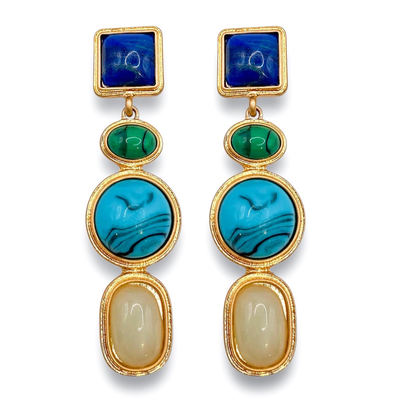 Make Your Mark Earrings|Turquoise/Gold