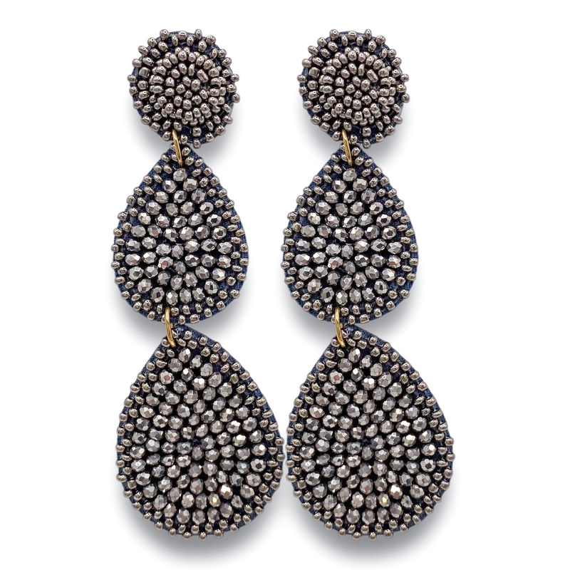 On My Time Hematite Beaded Earrings – FINAL SALE