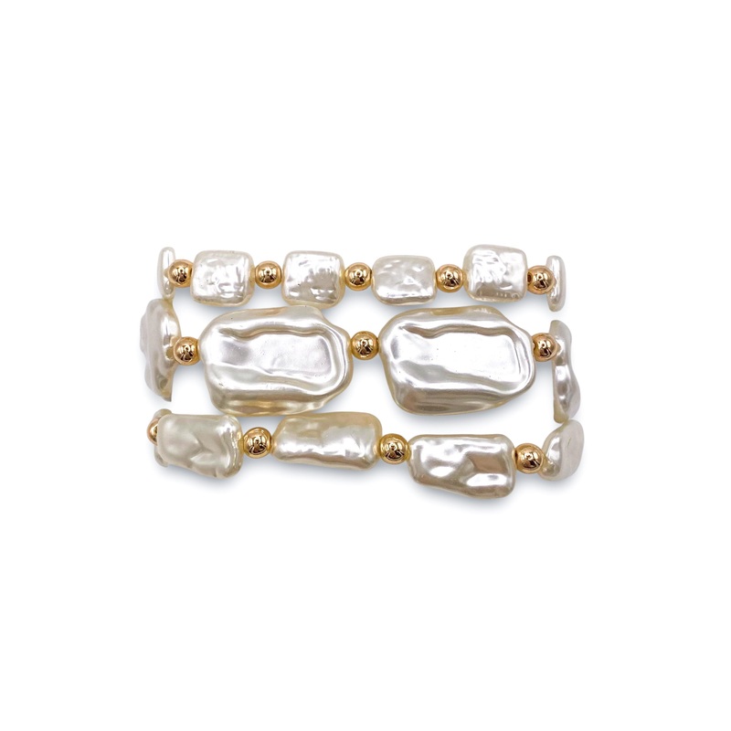 What It Takes Bracelet Set|Gold/Cream