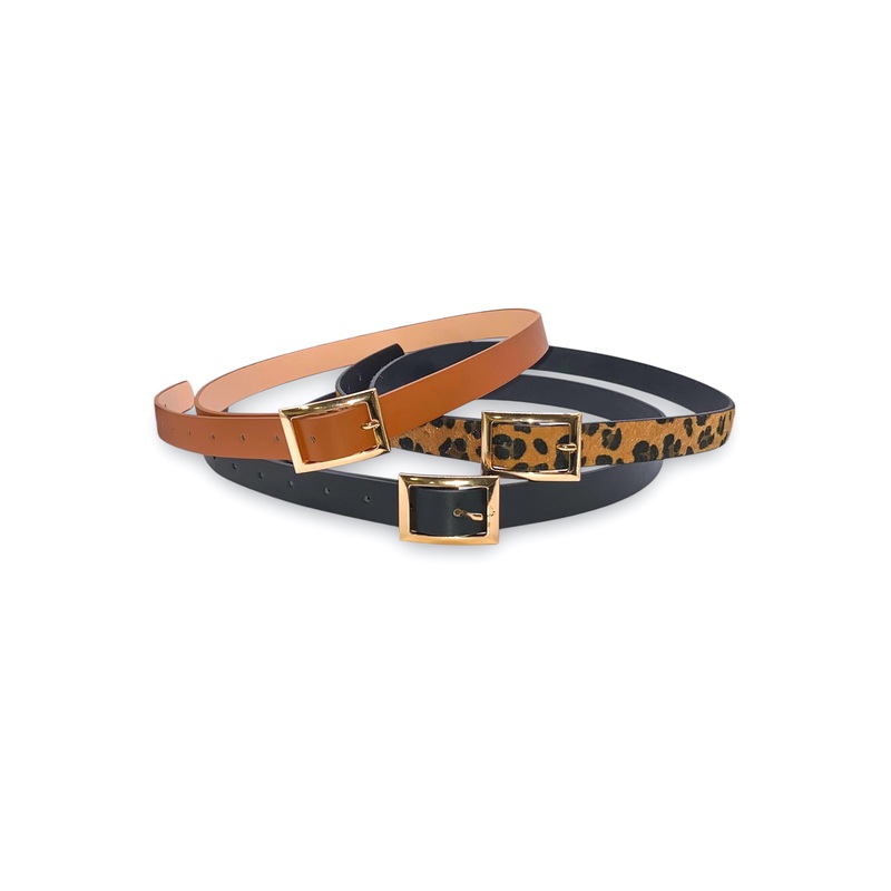 Triple Threat Belt Set|Cognac/Leopard/Black