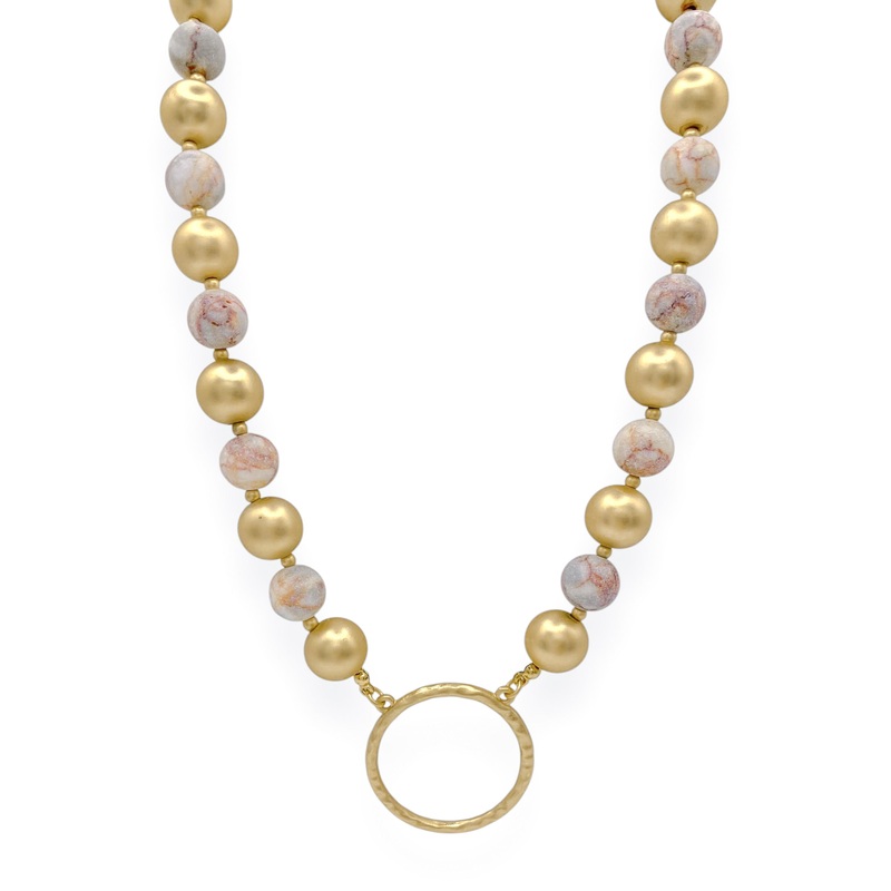 Harlow Stone Ball Necklace|Pink/MG