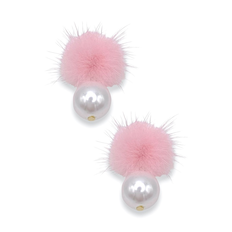 Kind Hearted Pom Pom Earrings|Pink