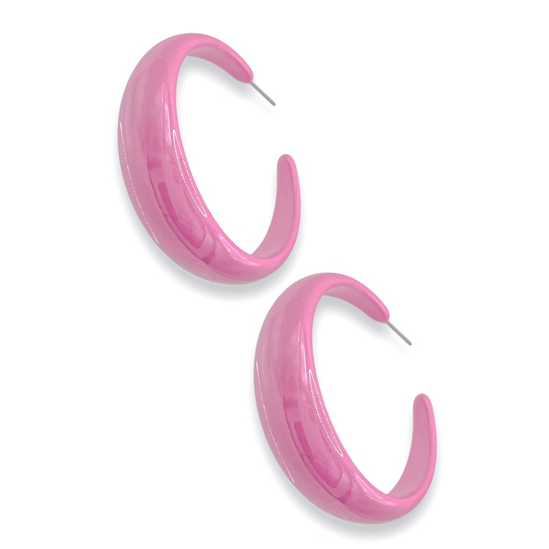Lover Pink Hoop Earrings|Pink/AB