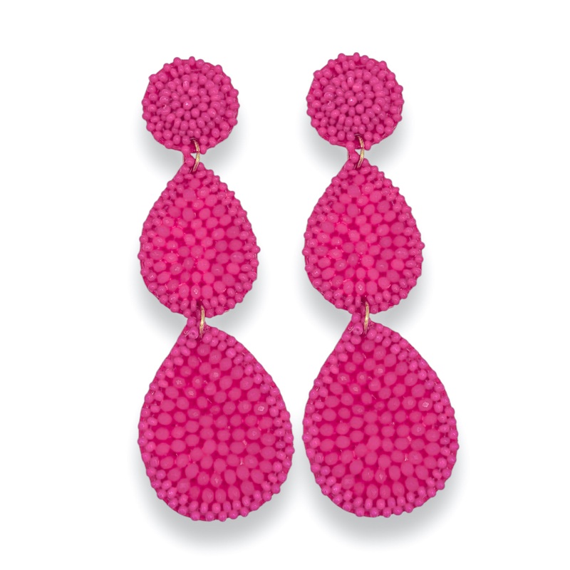On My Time Fuchsia Beaded Earrings – FINAL SALE