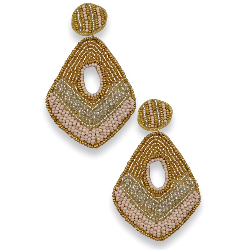 Stop And Stare Rose Gold Beaded Earrings *Final Sale*