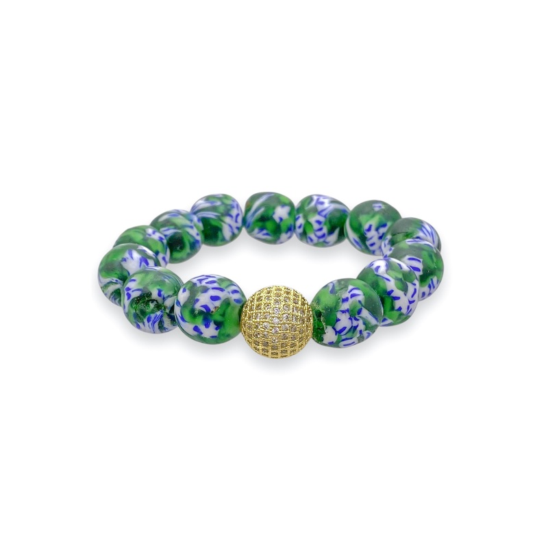 Virtue Clear Sign Green Floral Beaded Bracelet – FINAL SALE