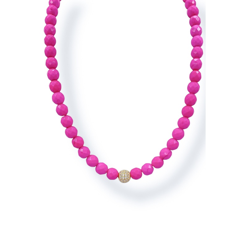 Virtue In The Distance Hot Pink Beaded Necklace