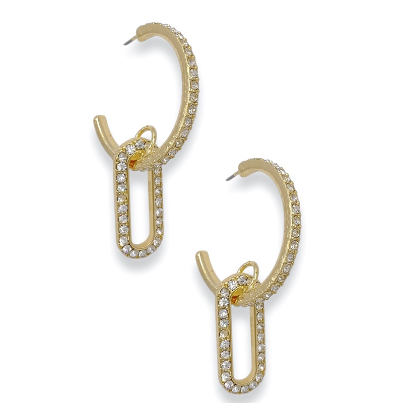 Zoey Gold Hoop Earrings|Gold/Clear