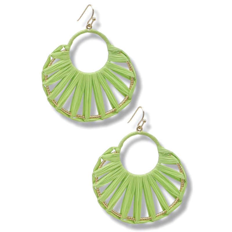 Big Moves Lime Green Raffia Earrings – FINAL SALE