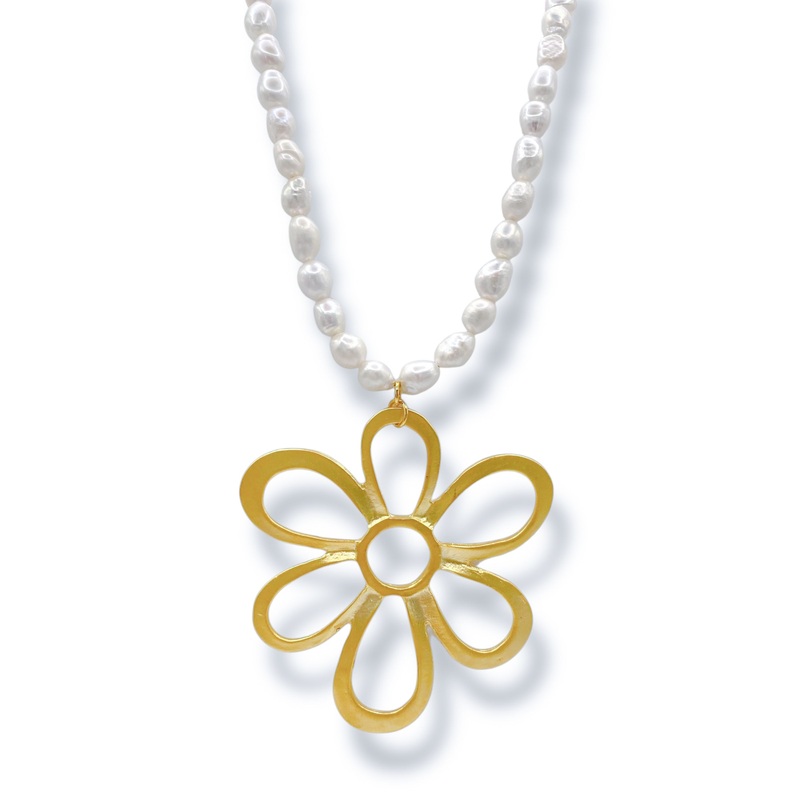 FINAL SALE Virtue Daisy Charm Pearl Necklace