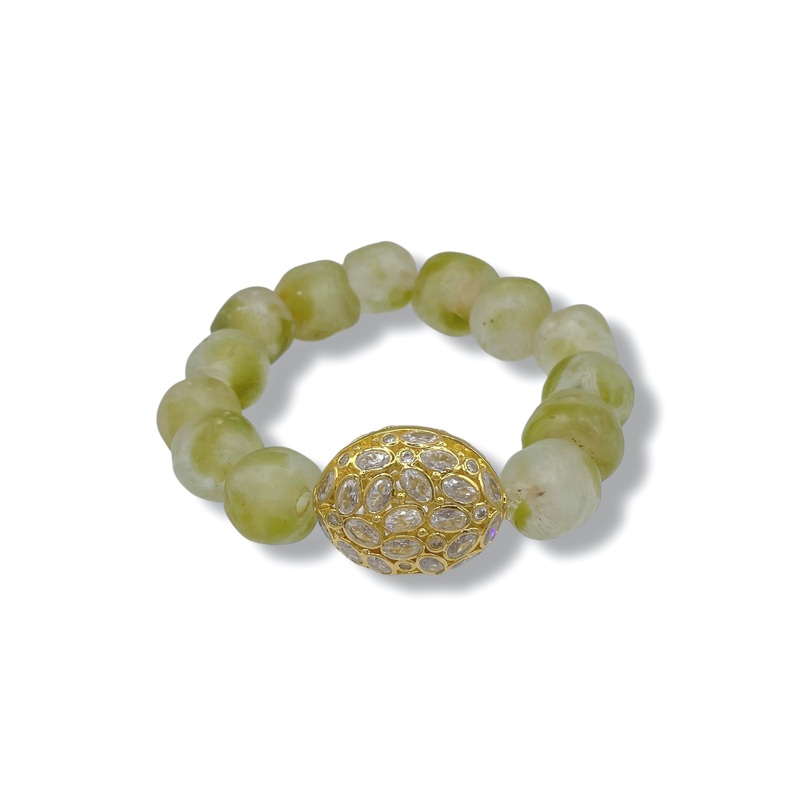 FINAL SALE Virtue The Princess Olive Multi Glass Luxe Beaded Bracelet