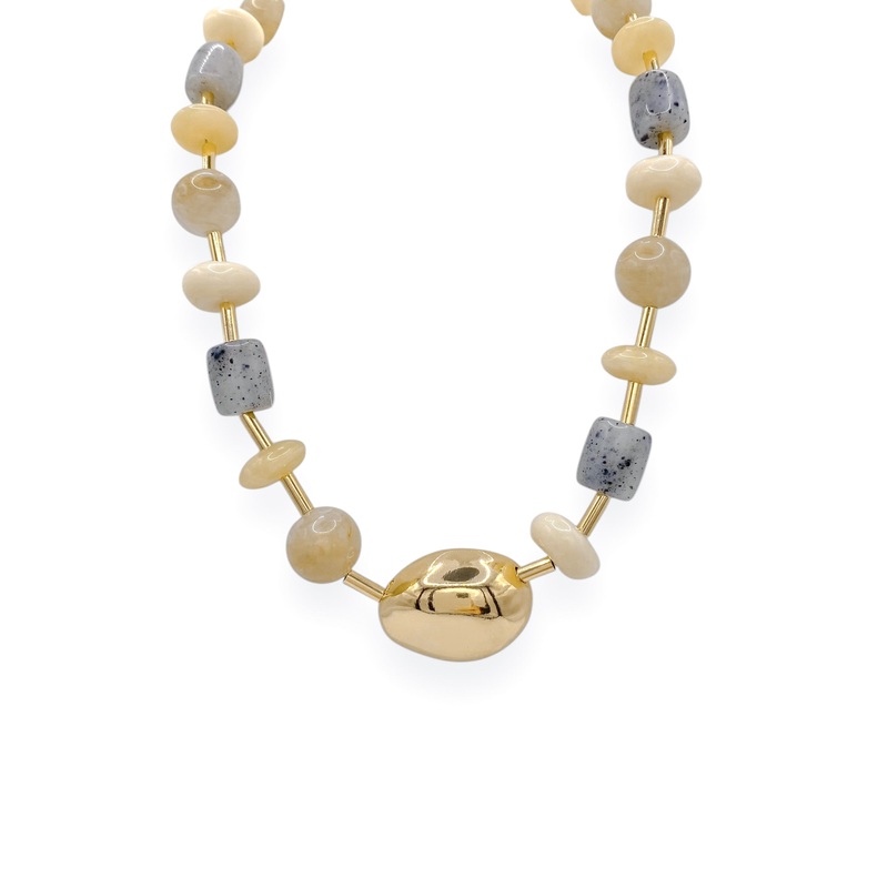 Mazie Stone Necklace|Grey/Gold