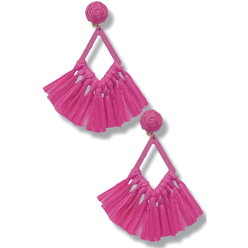 Promise Maker Fuchsia Raffia Tassel Earrings – FINAL SALE
