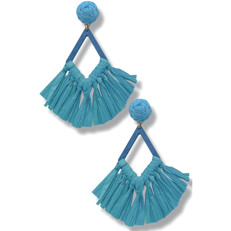 Promise Maker Turquoise Raffia Tassel Earrings – FINAL SALE