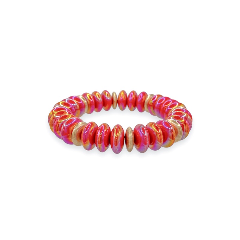 Time Will Tell Red Beaded Stretch Bracelet
