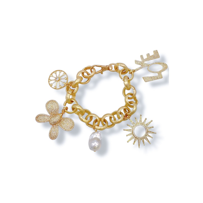 Virtue Fell For You Gold Charm Bracelet