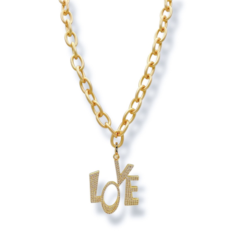 Virtue Full Of Love Gold Chain Necklace