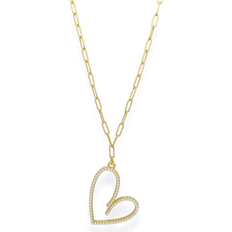 Virtue So Pleased Pearl Heart Necklace