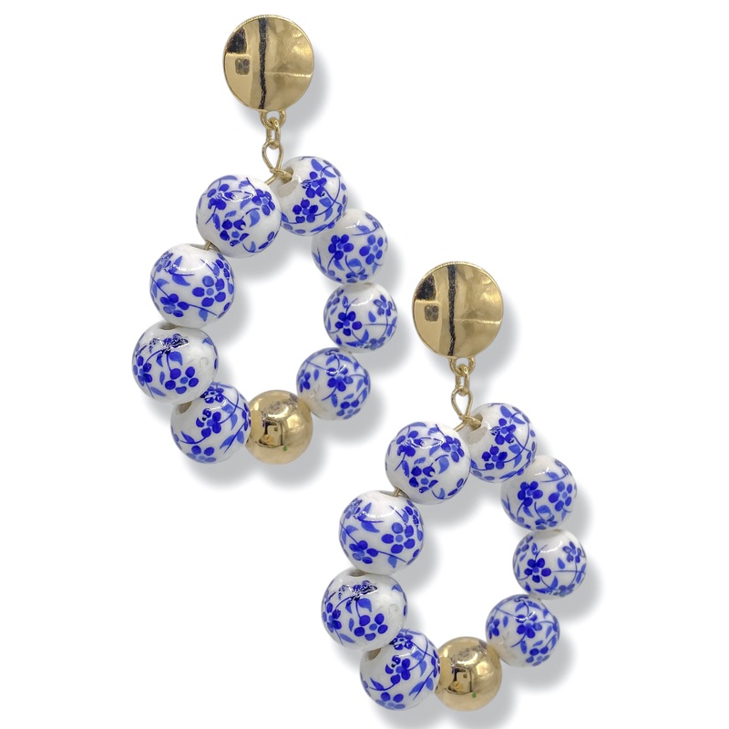 Ana Ceramic Ball Circle Earrings
