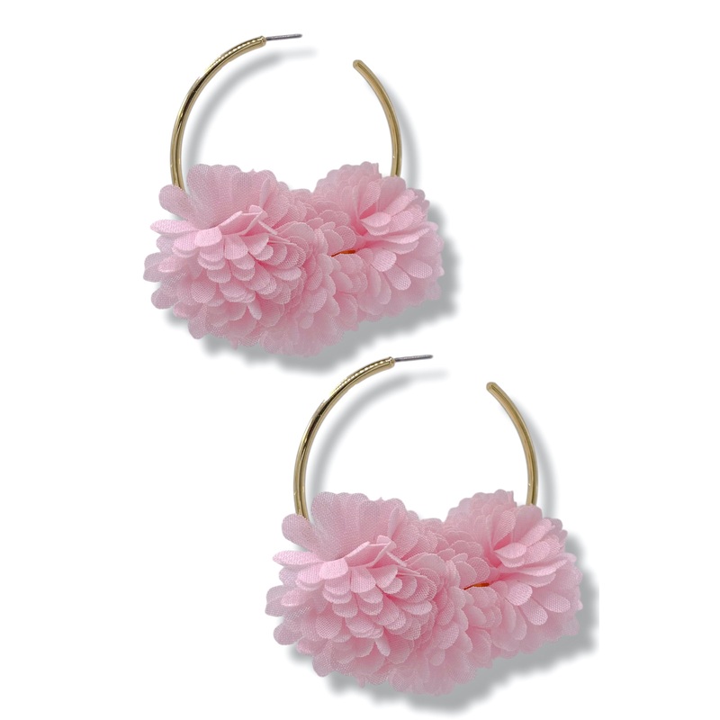 Caty Chiffon Flower Hoop Earrings