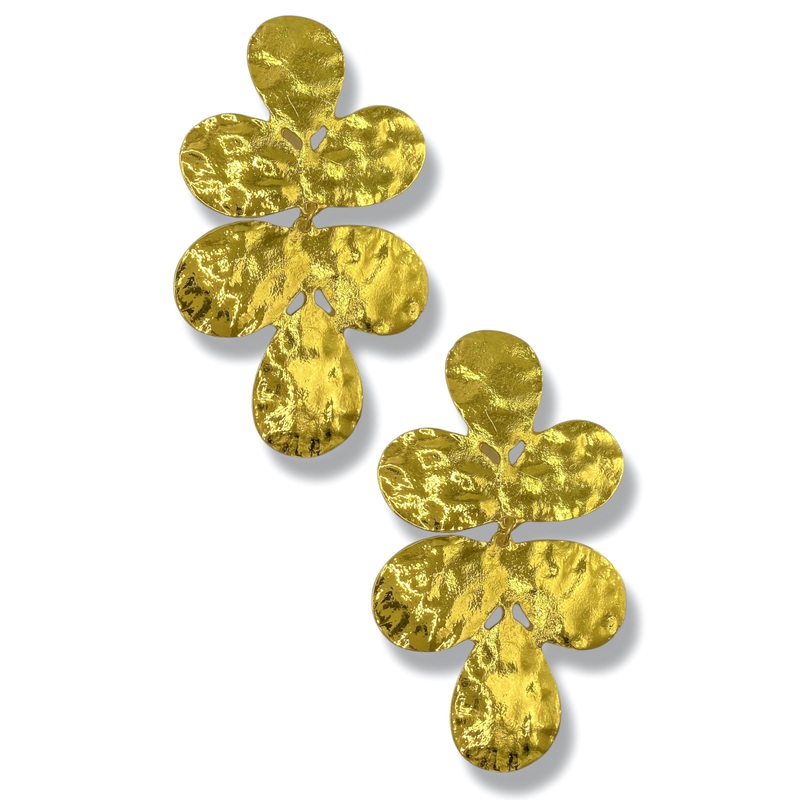 Double Petal Drop Post Back Earrings *Final Sale*