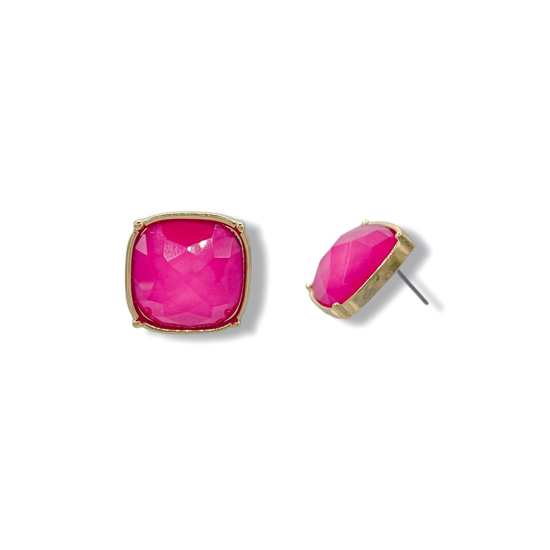 Ella Epoxy Stone Square Stud Earrings