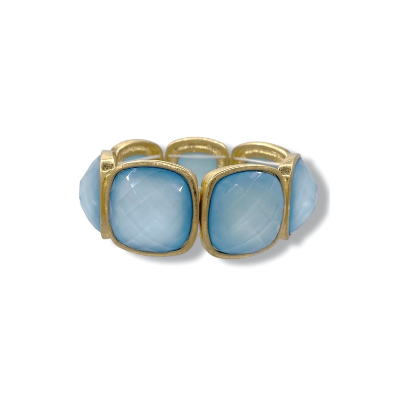 Ella Icy Blue Epoxy Square Stone Statement Stretch Bracelet