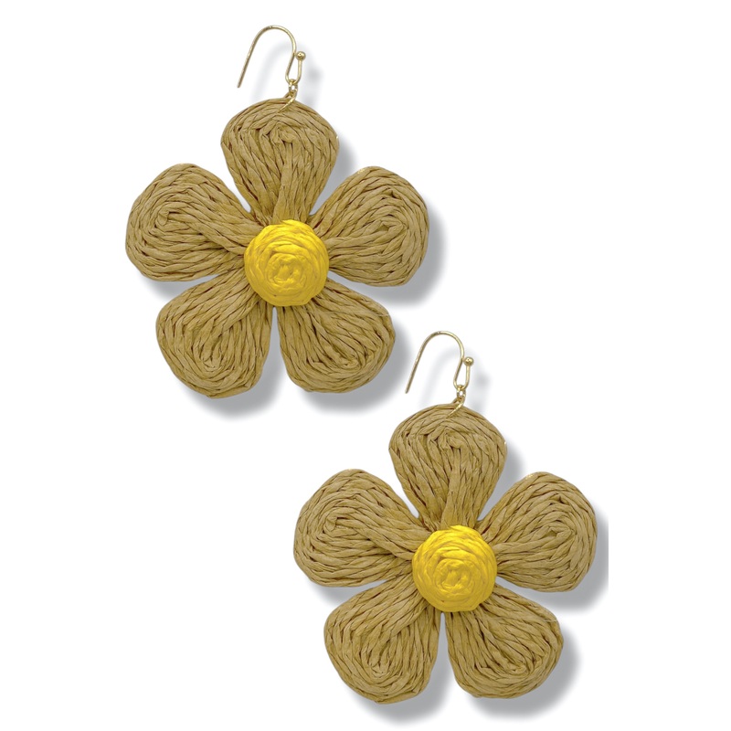 Flower Child Raffia Flower Earrings