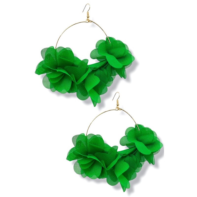 Flower Girl Green Flower Wire Earrings *Final Sale*