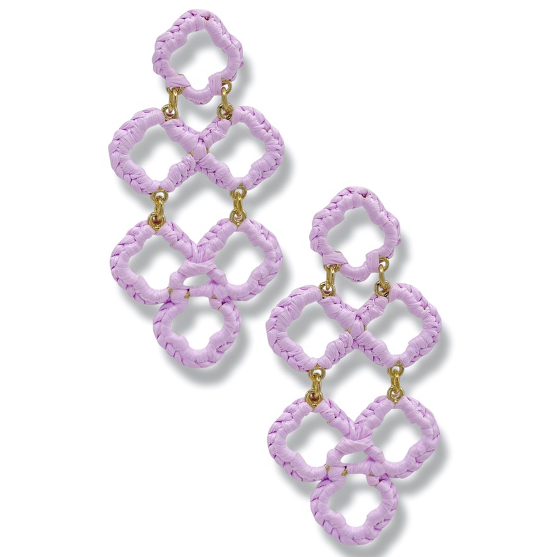Freddy Raffia Drop Earrings|Lavender