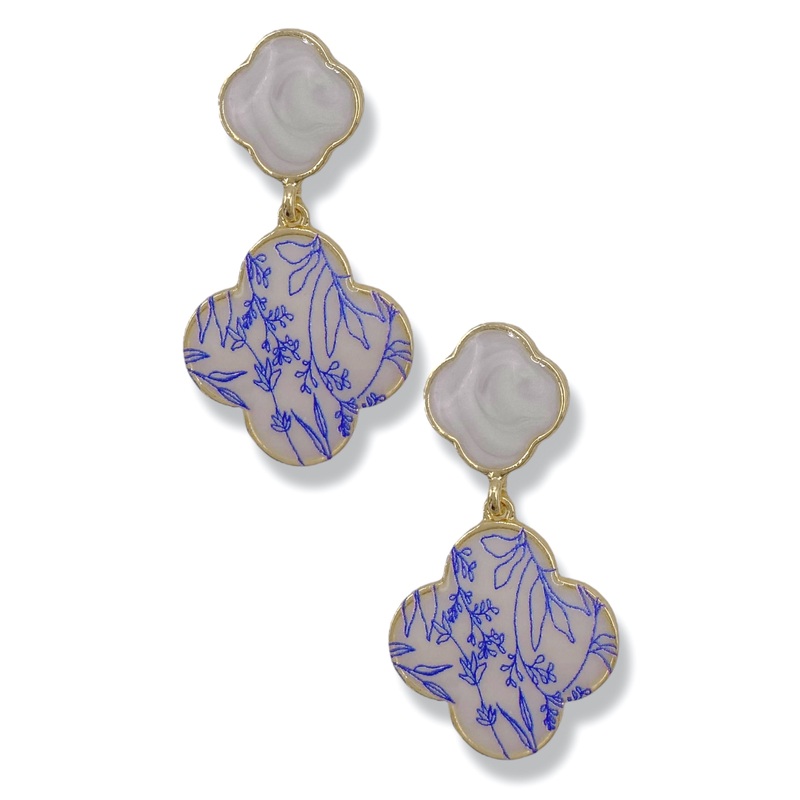 Full Time Floral Clover Post Back Earrings