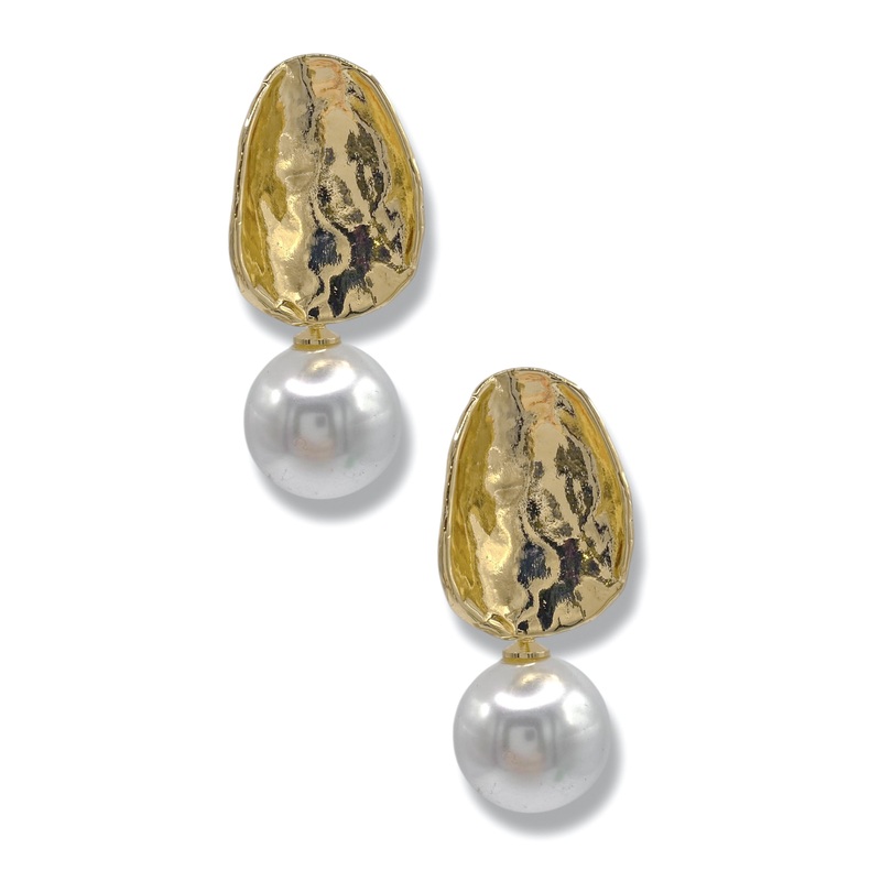 Gabbie Pearl & Textured Oval Earrings