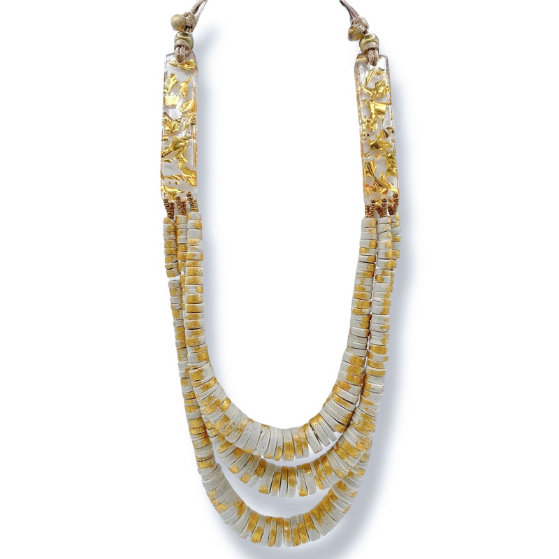 Harley Coco Bead & Resin Layered Statement Necklace