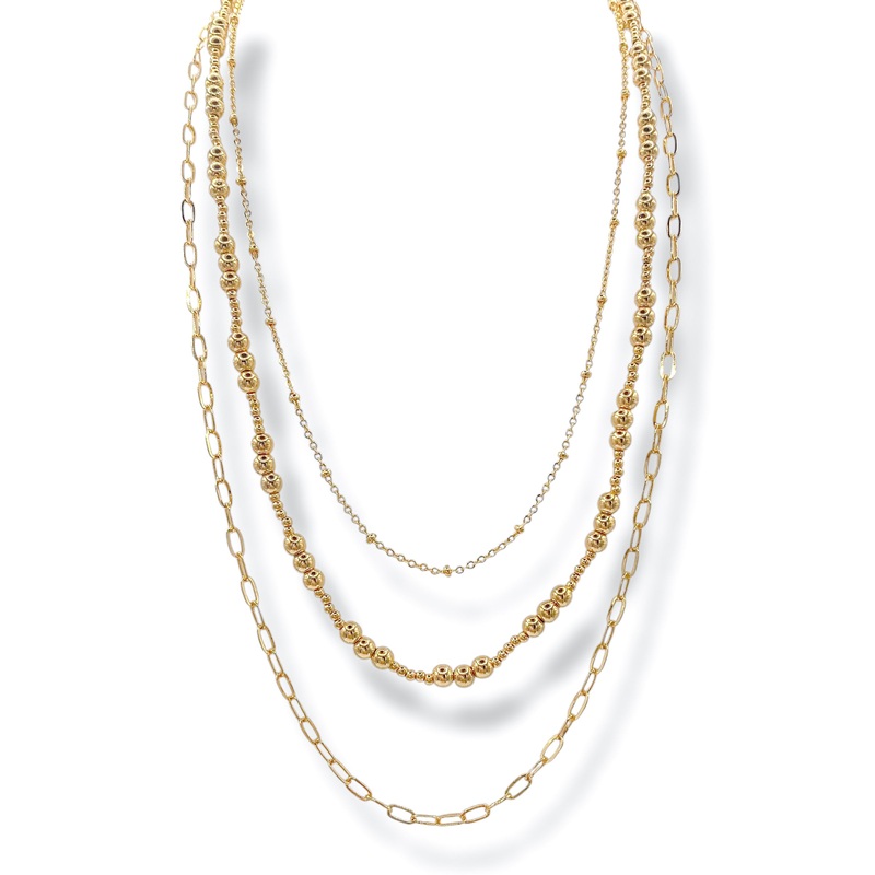 Kiley Gold Bead & Chain Layered Necklace