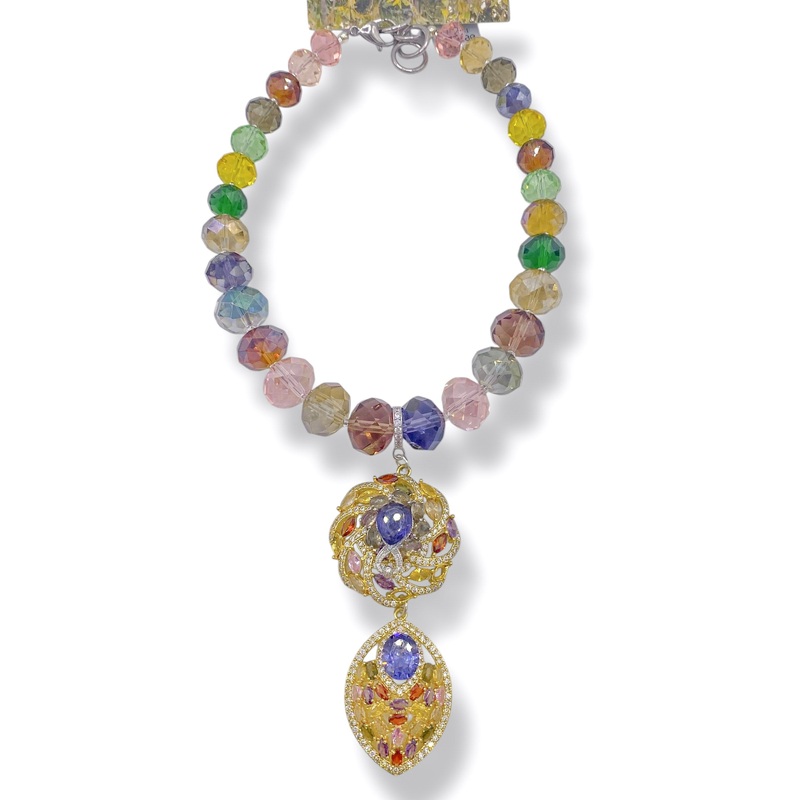 Rockstar In Rome 2 Tier Multi Color Amethyst Necklace