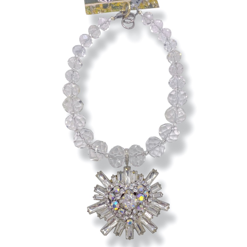 Rockstar In Rome Chandelier Crystal Heart Necklace