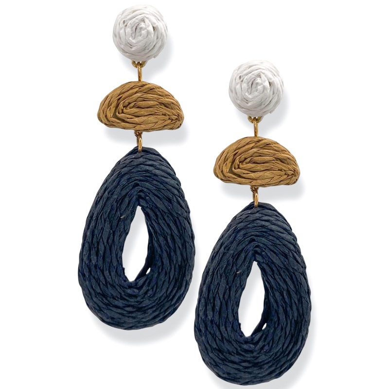 So Long Raffia Drop Post Back Earring