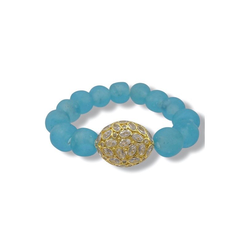 Virtue The Princess Turquoise Glass Luxe Beaded Bracelet
