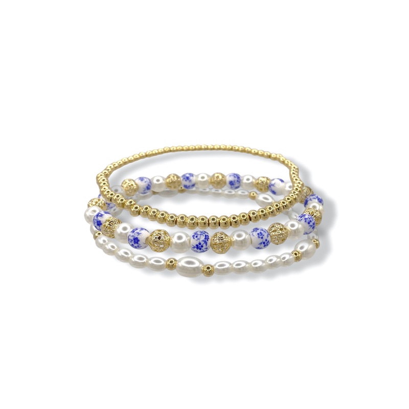 Tina Ceramic Ball & Pearl Bracelet Set