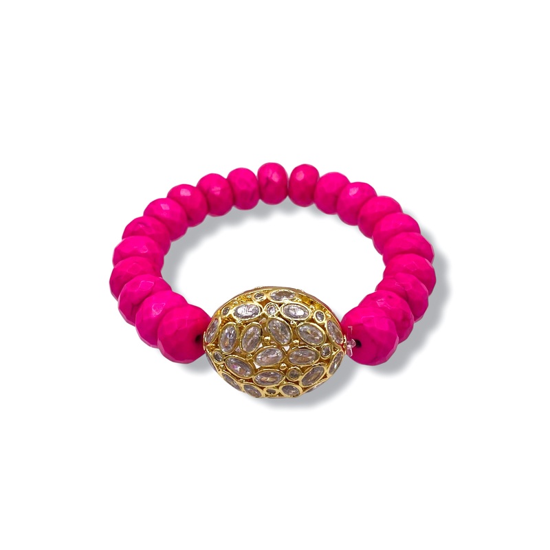 Virtue Settle Down Hot Pink Rondelle Beaded Bracelet – FINAL SALE