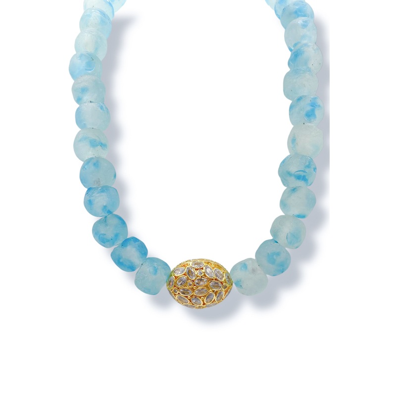 Virtue The Duchess Turquoise Confetti Glass Beaded Luxe Necklace