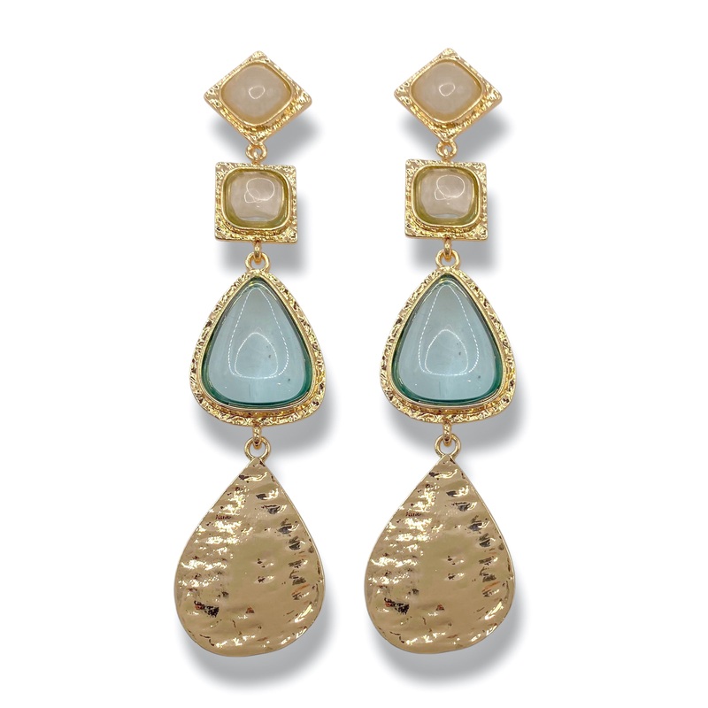All Or Nothing Green Linear Drop Earrings