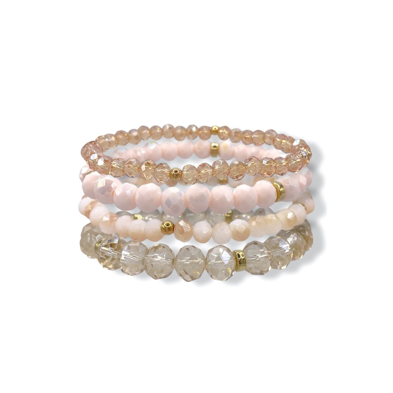 Being Honest Peach Glass Beaded Bracelet Set