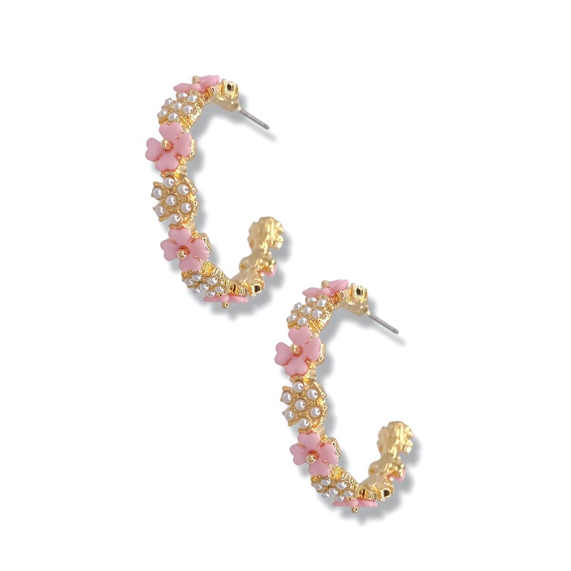 Blissful Feeling Flower Hoop Earrings